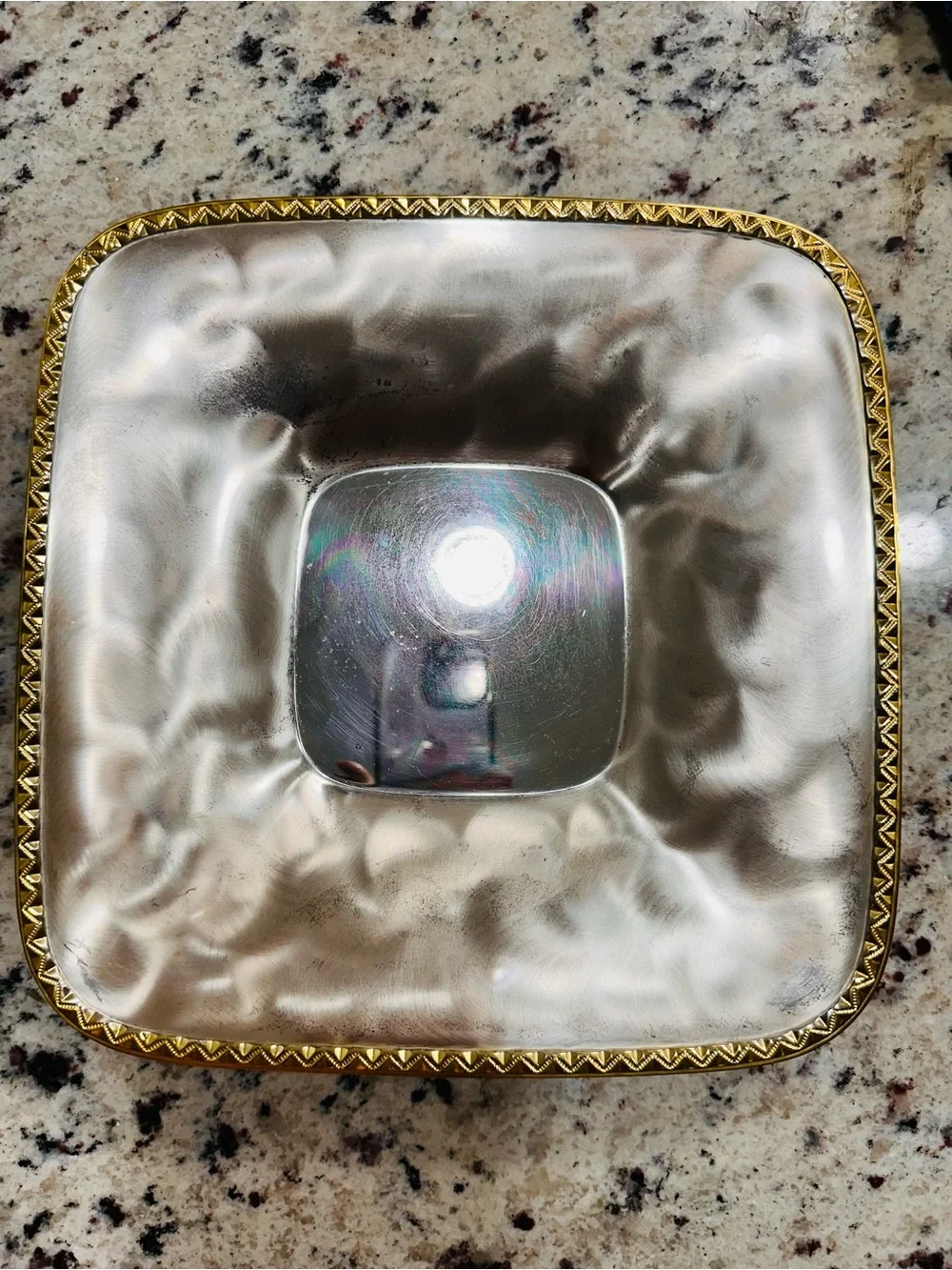 VTG WMF-IKORA Art Deco Silver Plated Tarnish Resistant Tray Dish Golden Rim